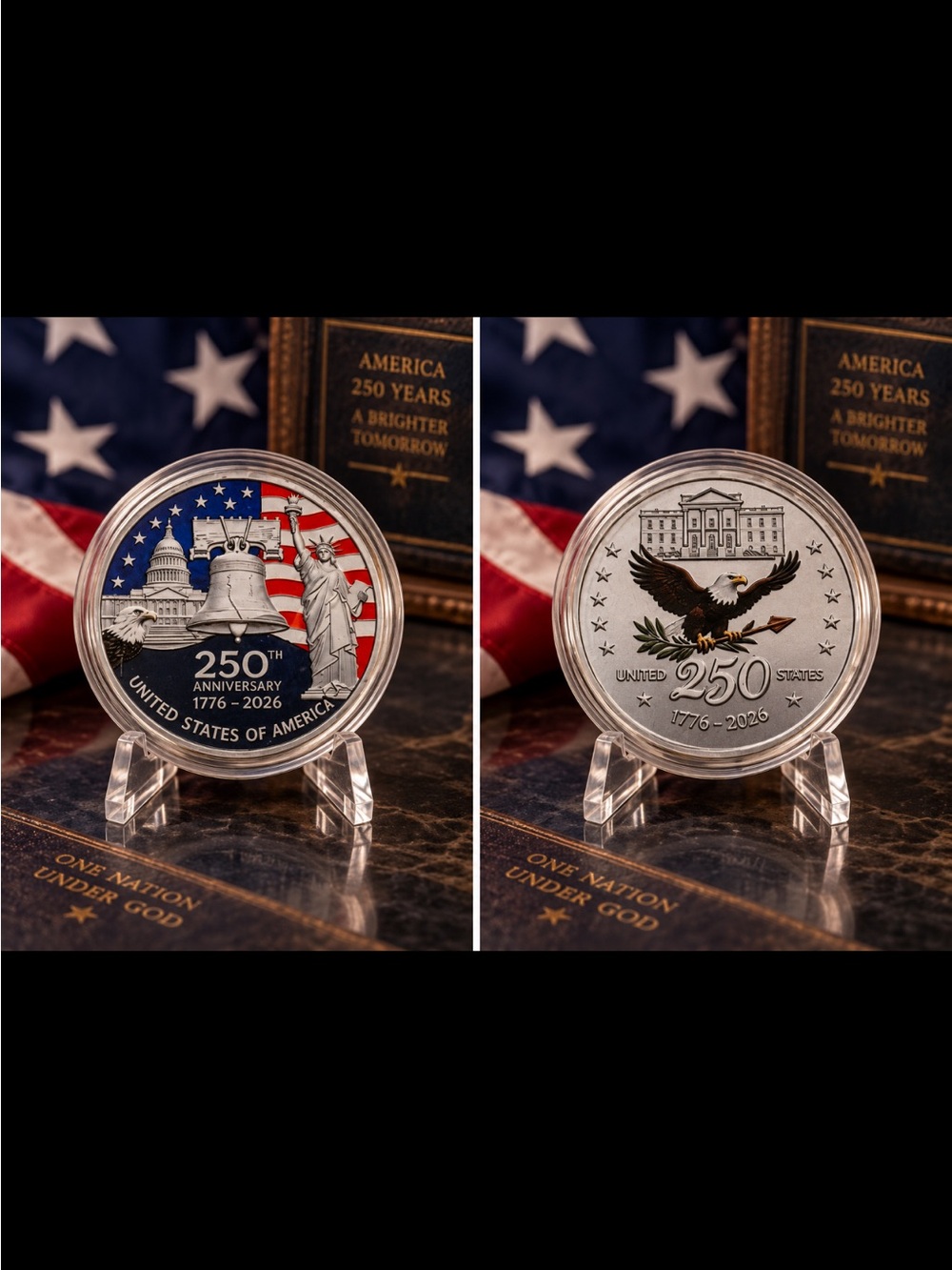 Silver Toned America 250 Commemorative Coin